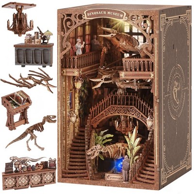 VkotaVkoty 2025 New Dinosaur Museum Book Nook Kit with Dust Cover  LED Light,...
