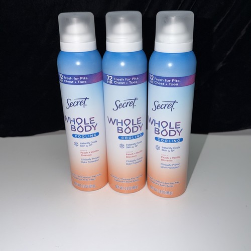 LOT OF 3- Secret Whole Body Deodorant Spray, PEACH + VANILLA BLOSSOM 3.5oz
