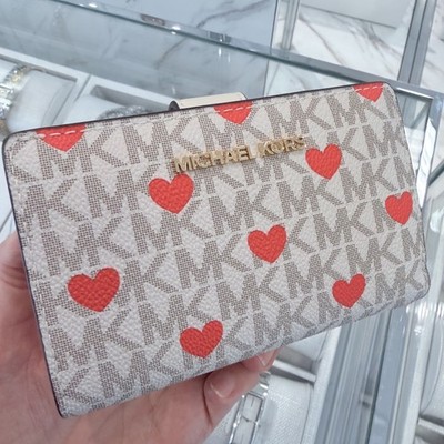 Michael Kors Jet Set Travel MD Bifold Zip Coin Card Wallet MK Logo