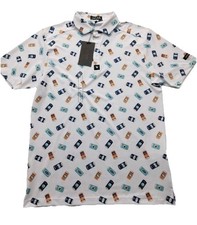 Bad Birdie Core Short Sleeve White Golf Polo Crushable Beer Can Men's Sz Small