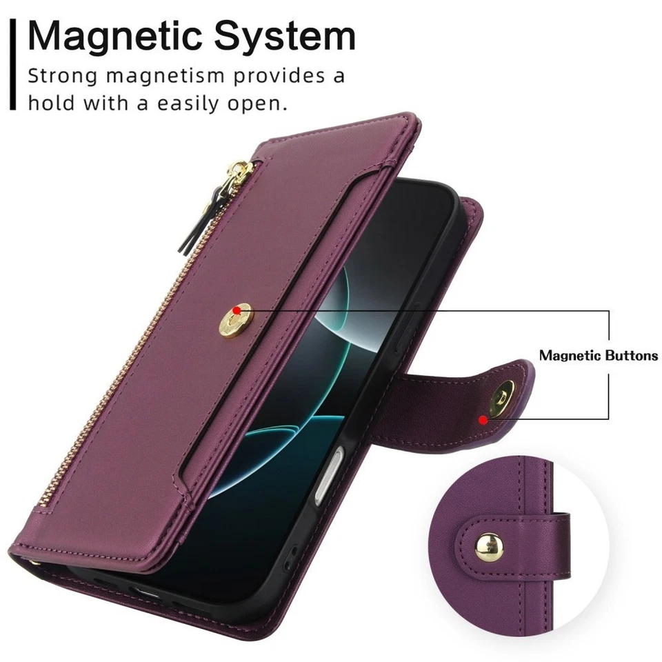 Zipper Wallet Card Case Leather Flip Cover For iPhone 17 Pro Max 17Air 17 Pro 17 - Image 4 of 4