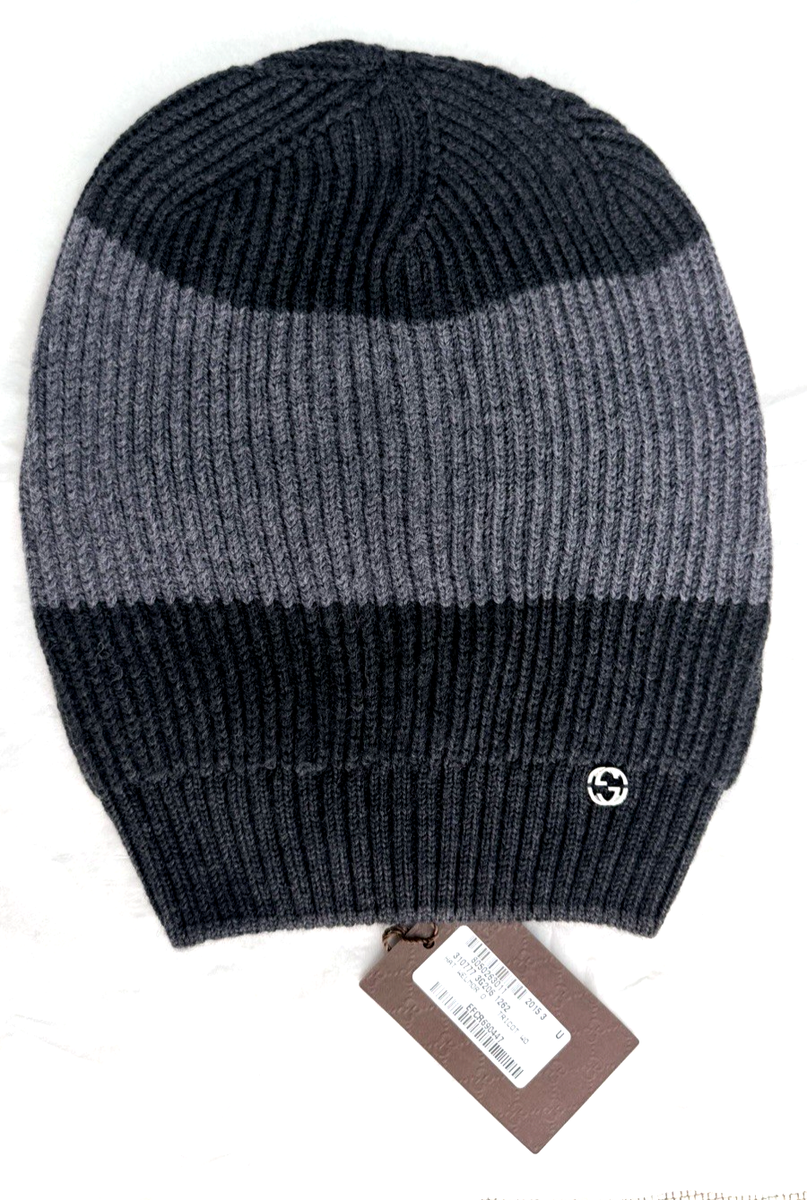 専用GUCCI Wool Beanie Hat w/Interclocking NEW Gucci Wool Beanie Hat w/Interlocking G w/Tag Graphite Grey two