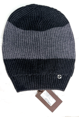 NEW Gucci Wool Beanie Hat w/Interlocking G w/Tag Graphite Grey two