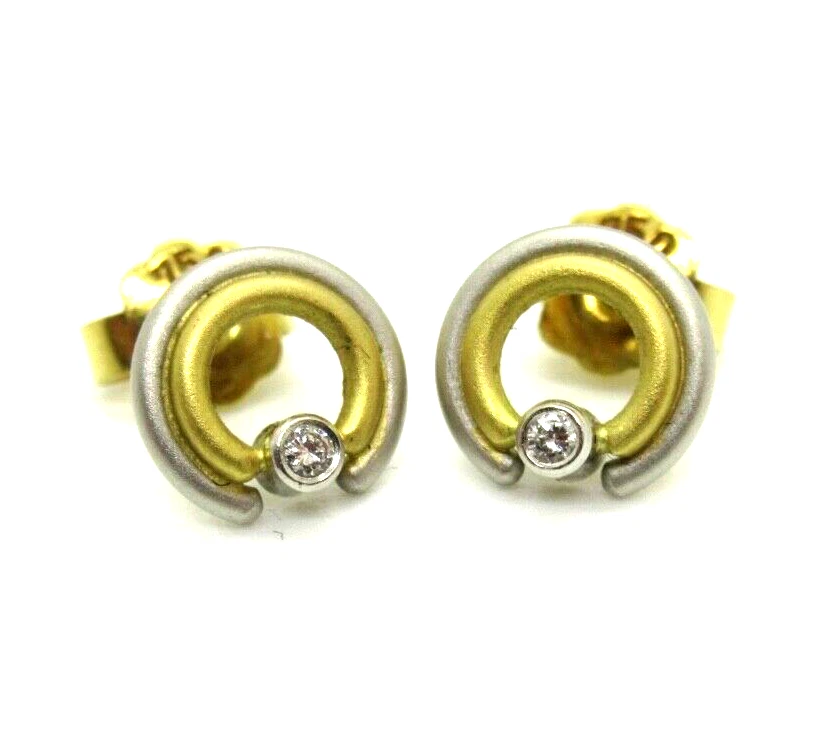 TOP DESIGNER Bicolor Brillant Ohrringe 750er Gold 18 Karat Platin Luxury elegant - Bild 2 von 4