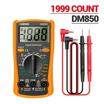 LCD Digital Multimeter Voltmeter Ammeter Ohmmeter Volt AC DC Tester Leads Meter