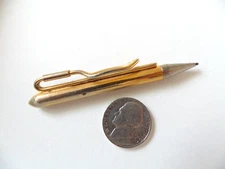 Vtg 50s Stubby 3" Gold Shirt Clip Mechanical Bullet Pencil