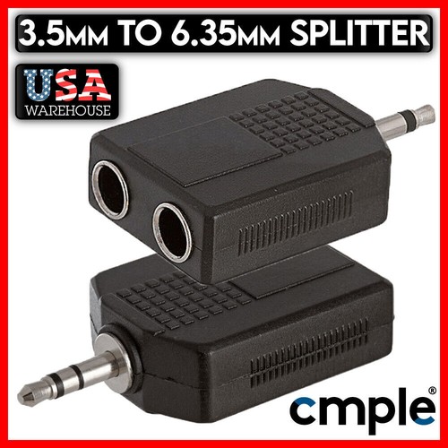 3.5mm to 2x6.35mm Converter 1/4" Audio Headphone Adapter Mono/Stereo Y Splitter