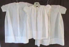 Lot of 3~Vintage Fine Batiste Baby Dress Long Gowns~Embroidery Tucks~BML~Yolande