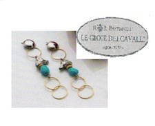 30173 Orecchini pendenti testa di cavallo turchese argento 925 made in Italy 