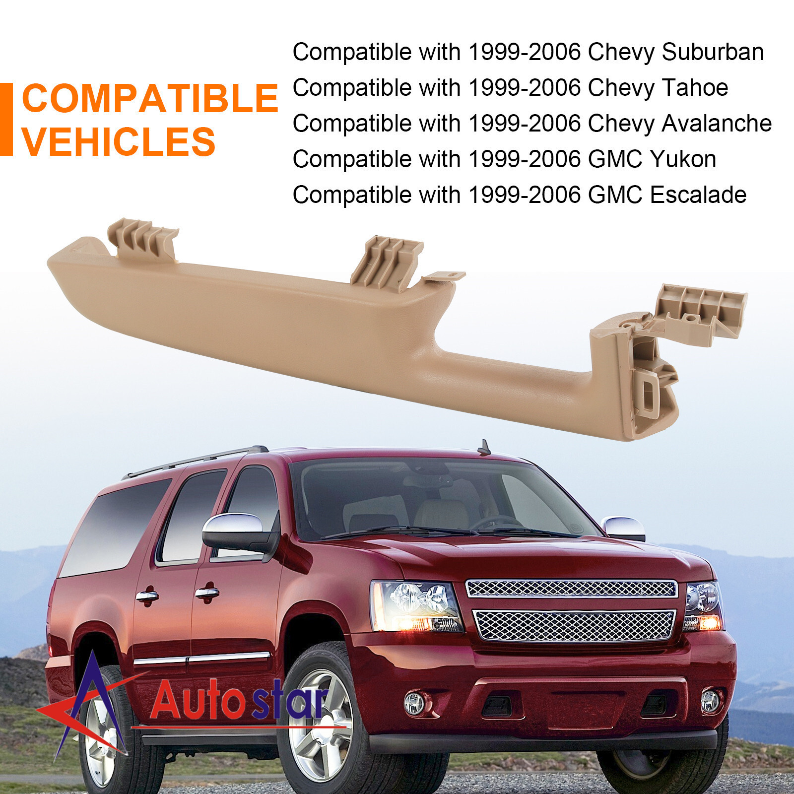 Driver Left Side Front Door Armrest Handle For 1999-06 Chevy Suburban/Tahoe GMC