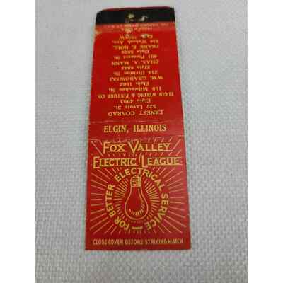 Fox Valley Electric League -  Elgin ILL Matchbook Cover (YD) (1U)