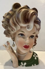 Vintage Brinn's 2TP-1821 Brigitte Bardot Lady Head Vase/Planter Made In Japan