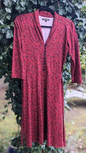 Kleid Herbst Kragen, Weinrot, M, Blätter, Skandi Englisch Festlich Weihnachten - Bild 5 von 15