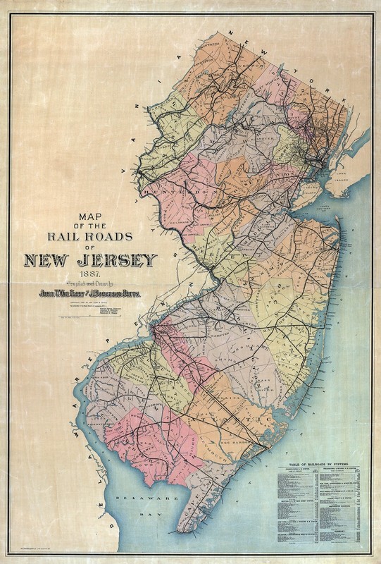 1887 Map of the Railroads of New Jersey 11x16 Vintage Train Wall Art Print Decor