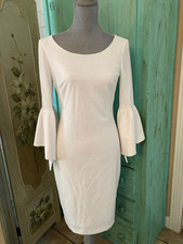 CALVIN kLEIN, STRETCHY, WHITE, BELLE SLEEVE, FULLY LINED, SHEATH DRESS, 4