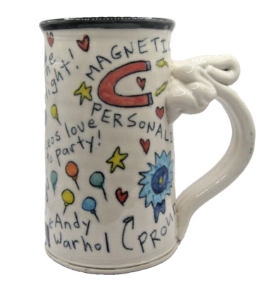 Tom Edwards Pottery Handcrafted Porcelain Astrology Leo Vintage Mug Andy Warhol