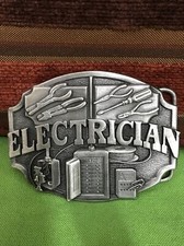 Electrician Belt Buckle Circuits Wiring Motors Vintage 1987 Siskiyou .GTA176