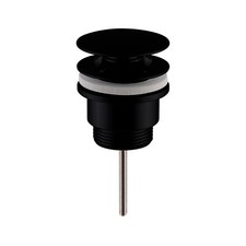 Nuie Bathroom Push Button Basin Waste Slotted Unslotted Matt Black Round Plug