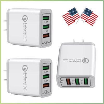 3 Port Fast Quick QC 3.0 USB Hub Home Wall Charger Power Charge Adapter US Plug