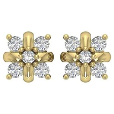 Designer Studs Earrings I1 G 0.30 Ct Round Diamond 14K White Yellow Rose Gold