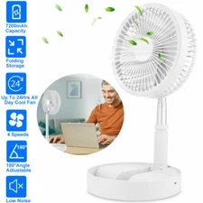 Portable Stand Fan Folding USB Rechargeable Telescopic Table Floor Fan US STOCK