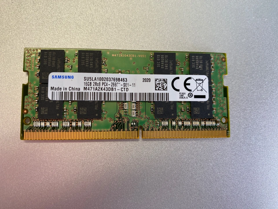 SAMSUNG 16GB 2Rx8 PC4-2666 DDR4 260pin Laptop Memory RAM SoDimm M471A2K43DB1-CTD - Image 2 of 4