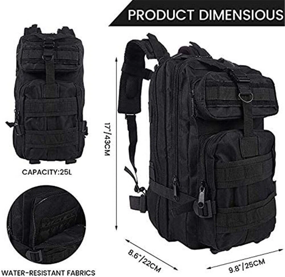 30L-70L Large Military Tactical Backpack For Men Molle Daypack 3 Day Bug Out Bag - Image 2 of 4