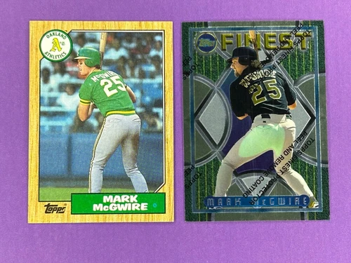 1987 Topps Mark Mcgwire Rookie Card #366 RC + 1995 Topps Finest #169 Lot