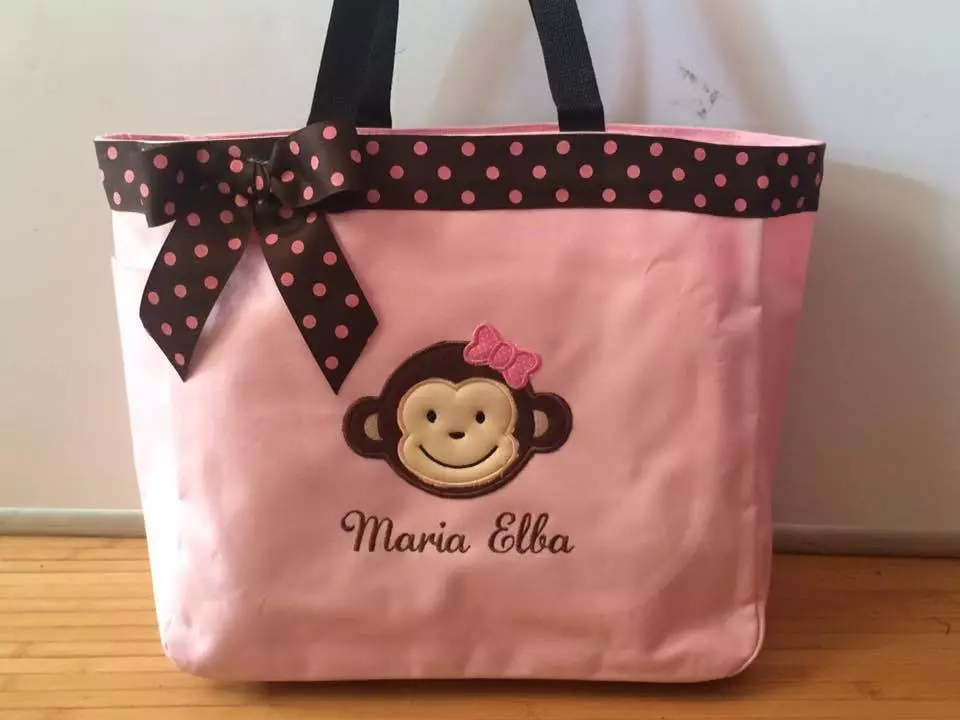 Personalized Baby Diaper Bag Tote Monogrammed Cute Monkey Girl eBay