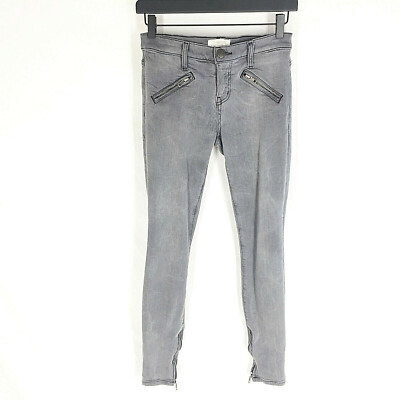 CURRENT ELLIOT Gray Skinny Jeans Size 26 Silverlake Zip Dazzler Stretch