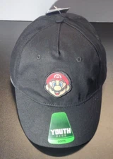 Nintendo Super Mario Bros. Hat Cap Snap Back Youth Baseball Boys Black Gamer NEW