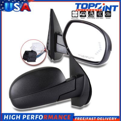 ?Power Fold Memory Heated Puddle Lamp Arrow RH Side Mirror For 2007-13 Chevy GMC