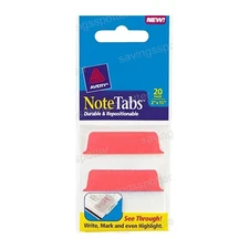 Avery 2 x 1-1/2 Note Tabs Index Ultra Notetabs Neon Red 20Pk