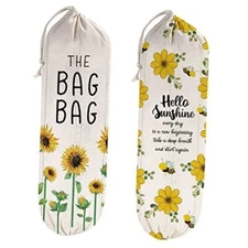 2Pcs Plastic Bag Holder for Kitchen, The Bag Bag, Plastic Bag Sunflower