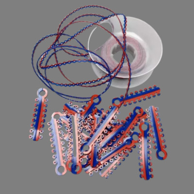 Dental Orthodontic Ligature Ties 320 Ties + Elastic Power Chain Short Long Close