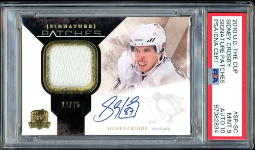 2010 UD The Cup Signature Patches Sidney Crosby Auto /75 Penguins PSA 9 Auto 10