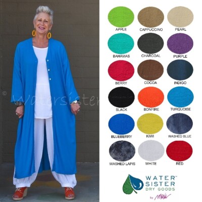 WATERSISTER Cotton Gauze TRINA Jacket Long Duster Top OS (L/XL/1X+) oh my COLORS