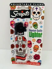Scripto Premium Quality Lighter *Dia De Los Muertos Skulls* (Adjustable Flame)