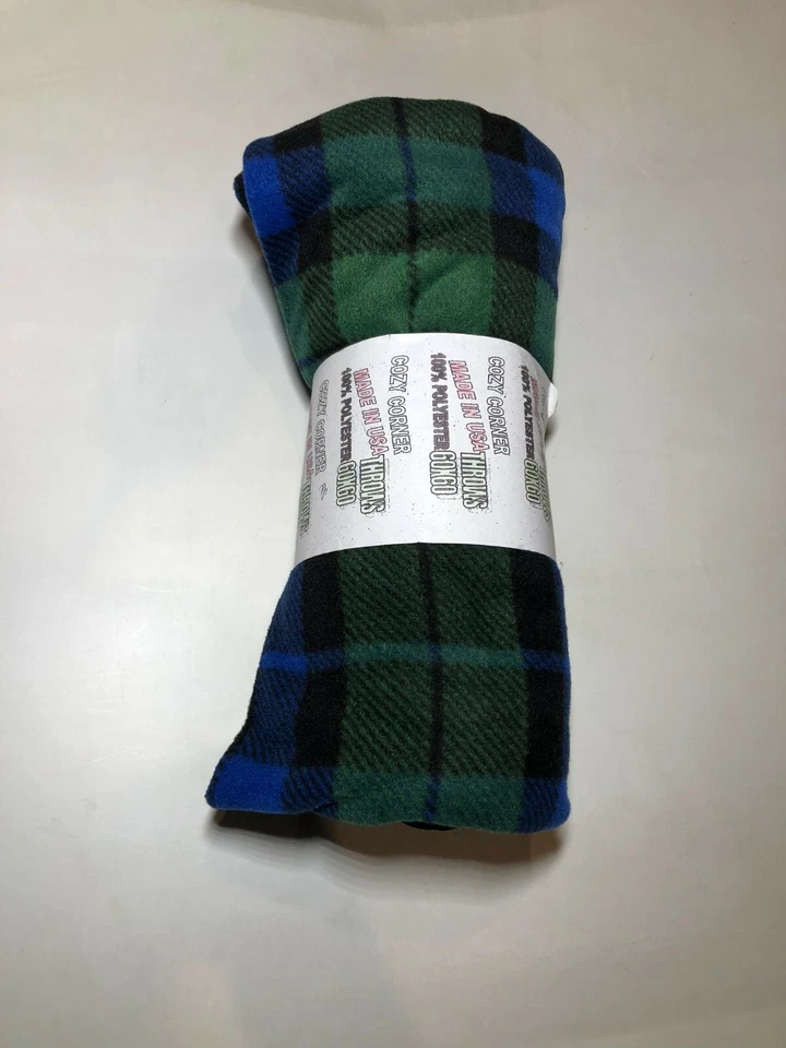 ZooFleece Green Blue Plaid Fleece 50X60" Blanket Quilt Christmas Throw Gift - Image 3 of 4