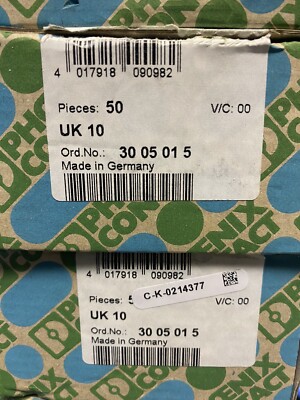 50x Phoenix Contact UK 10 3005015 Durchgangsreihenklemme neu