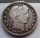 1899 P Barber Quarter partial Liberty (inv567)