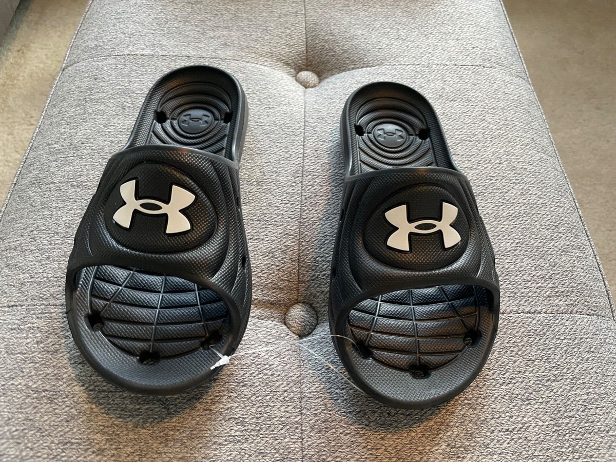 Under Armour UA B Locker IV SLIDE black white SANDALS Shoes KIDS