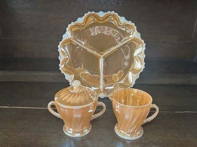 Fire King Anchor Hocking Milchkännchen  Zuckerdose Gebäckteller USA 70er Jahre