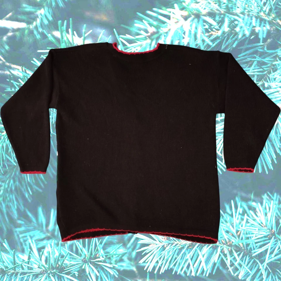 Vintage 90s Disney Winnie The Pooh Christmas Tree Cardigan Sweater Womens Sz L - Image 2 of 4