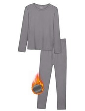 Kids Thermal Underwear Set, Boys Underwear Thermals Set, Fleece Medium Grey