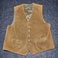 Structure Mens Vintage Wide Wale Corduroy Vest Waistcoat Dark Khaki Medium