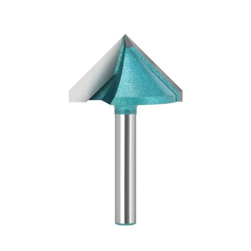 Punta per router scanalatura a V diametro 90 gradi x 22 mm gambo 6 mm - Foto 2 di 6