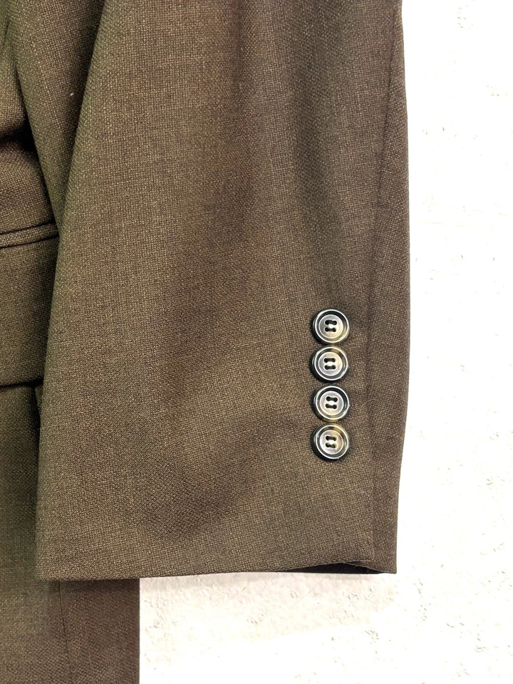Jos A Bank 46R 41x32 2pc Pant Suit Brown All Season Wool Two Button Pleated - Image 3 of 4