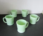 Set of 5 Vtg Fire King Jadeite D Handle Coffee Mugs Oven Ware