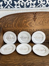 Set of 6 Crate & Barrel White Thankful Salad  Plates 8” Kelly Venture Excellent